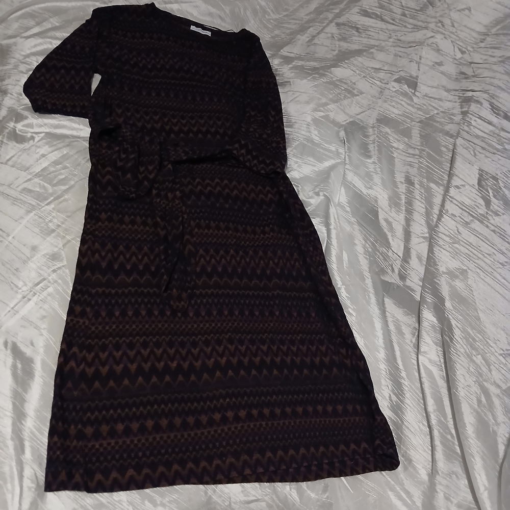 Zara size S Red Pleated Sheath Dress Long Sleeve Crew Neck